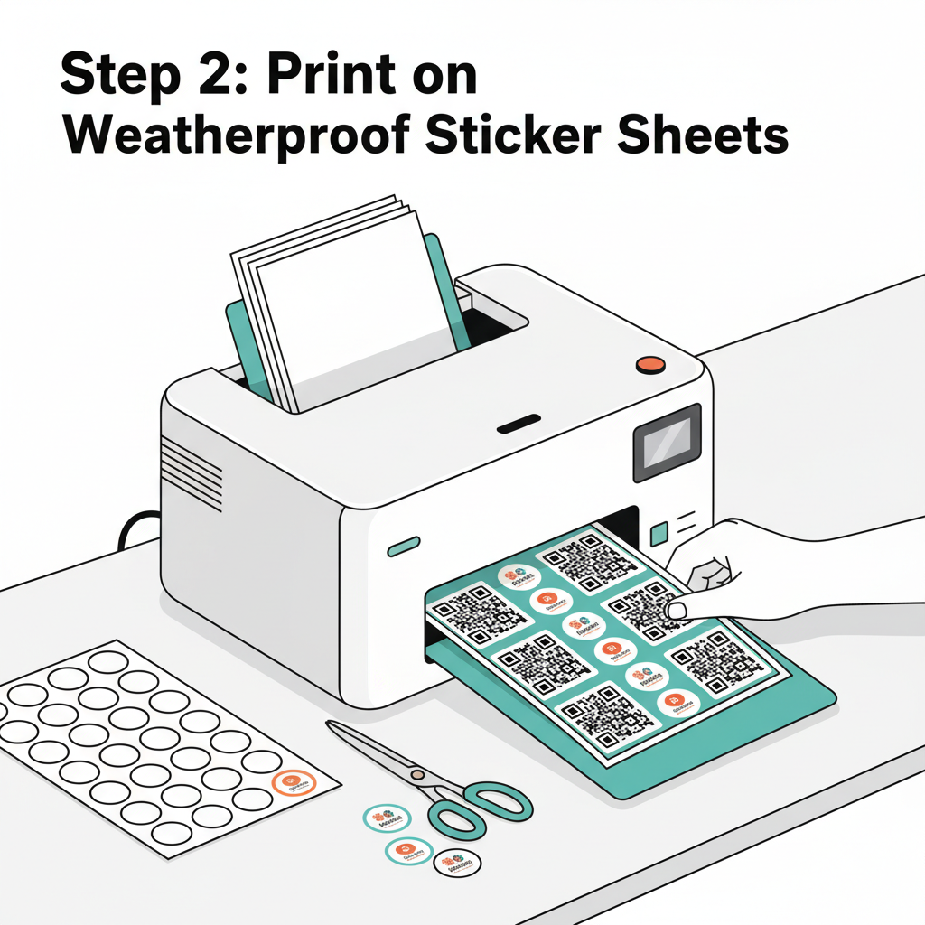 printing weatherproof QR code stickers on vendor table setup