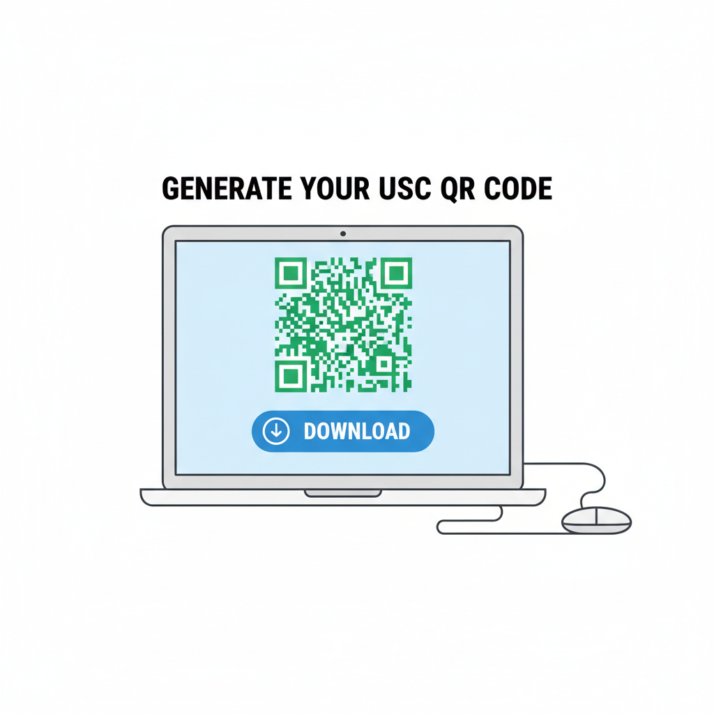 high resolution USDC QR code generating on laptop screen download button
