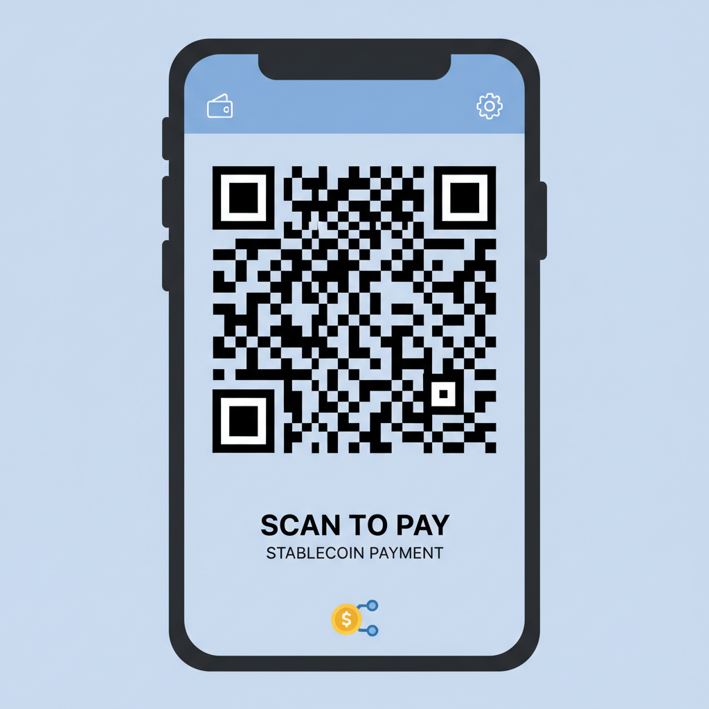 mobile app generating large QR code for stablecoin payments